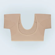 Een flatlay productfoto ANTI ZWEET COLLEGE TOP in beige van ConfidenceForAll voorkant