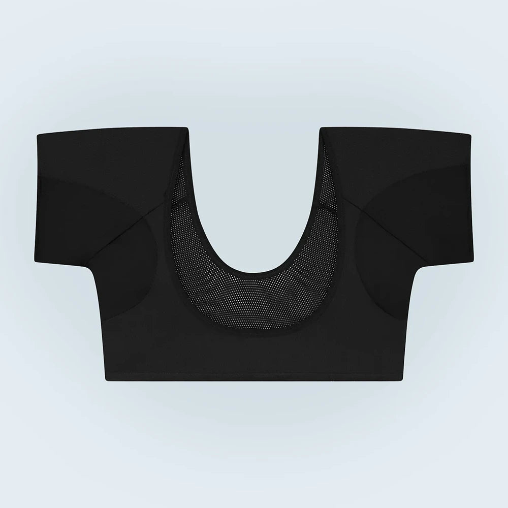 Een flatlay productfoto ANTI ZWEET COLLEGE TOP in zwart van ConfidenceForAll voorkant