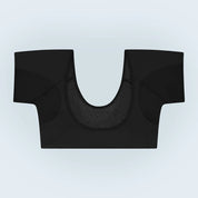 Een flatlay productfoto ANTI ZWEET COLLEGE TOP in zwart van ConfidenceForAll voorkant