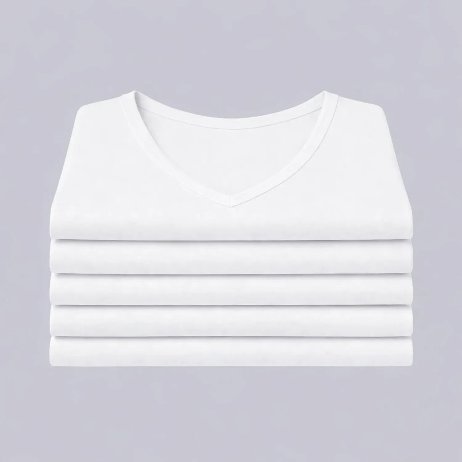 5-pack witte Confidence For All heren anti-zweet T-shirts netjes opgestapeld, basic shirts met v-hals.