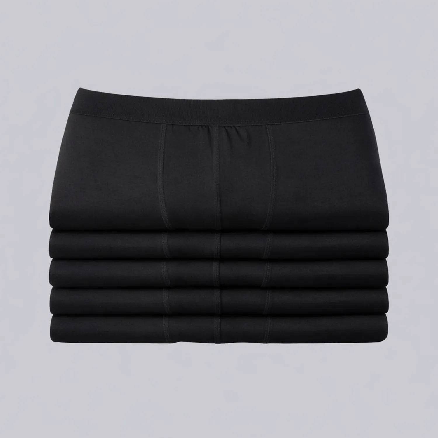 5-pack zwarte Confidence For All heren anti-zweet boxershorts netjes opgestapeld.