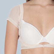 Korte pad DryDress Antizweet Top Ivoor Voor aanzicht model bruin haar